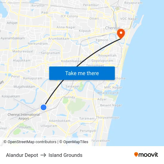 Alandur Depot to Island Grounds map