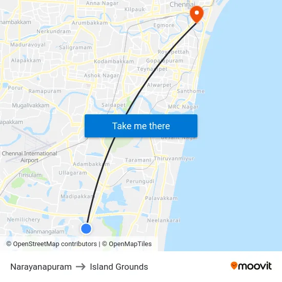 Narayanapuram to Island Grounds map