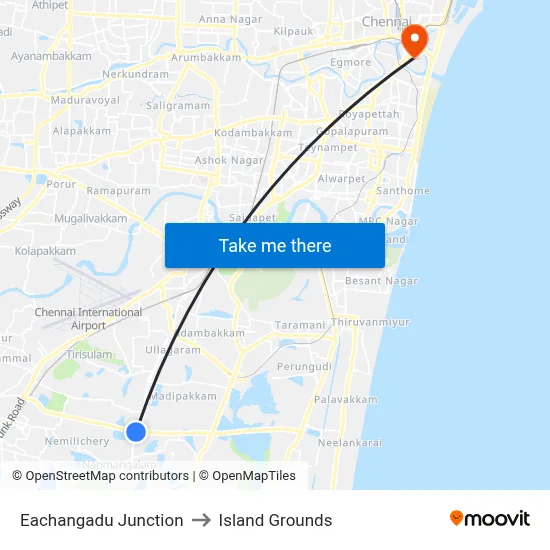 Eachangadu Junction to Island Grounds map