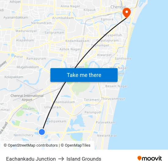 Eachankadu Junction to Island Grounds map