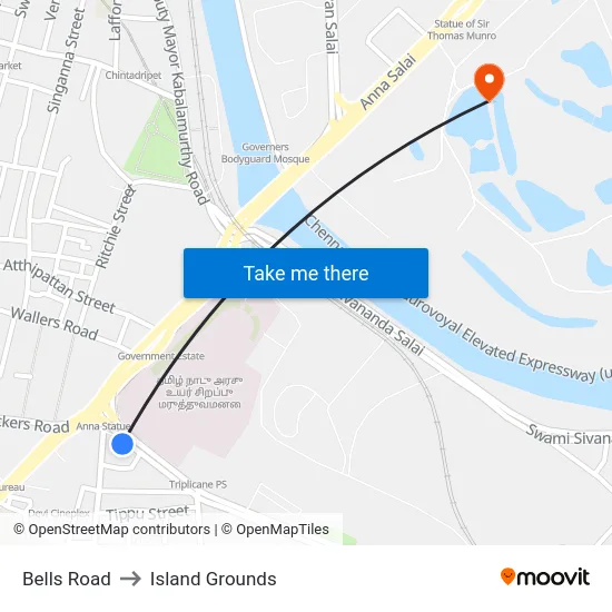 Bells Road to Island Grounds map