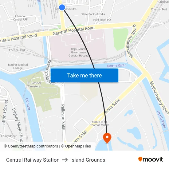 Central Railway Station to Island Grounds map