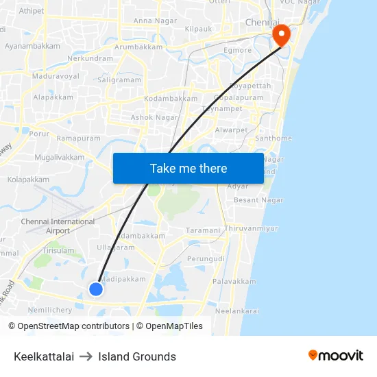 Keelkattalai to Island Grounds map