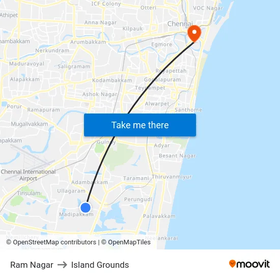 Ram Nagar to Island Grounds map