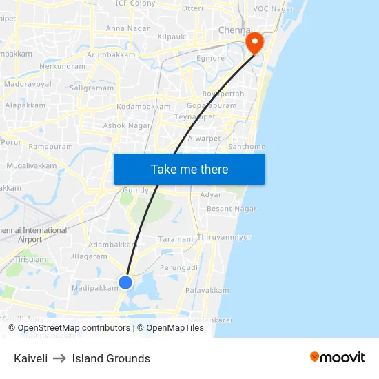 Kaiveli to Island Grounds map