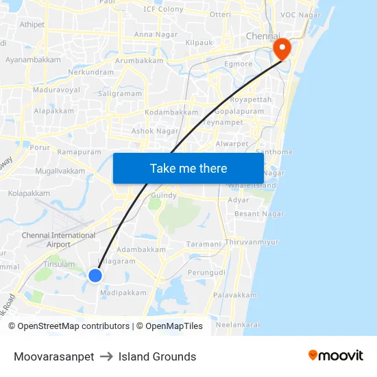 Moovarasanpet to Island Grounds map
