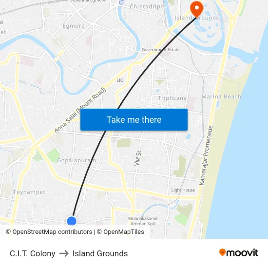 C.I.T. Colony to Island Grounds map