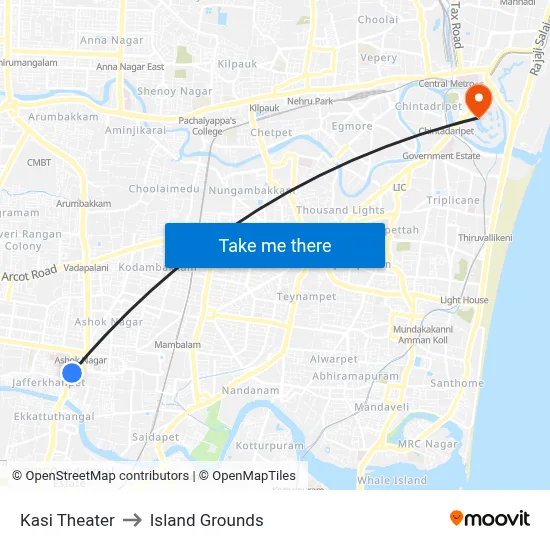 Kasi Theater to Island Grounds map