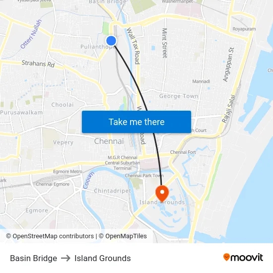 Basin Bridge to Island Grounds map
