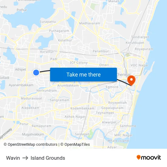Wavin to Island Grounds map
