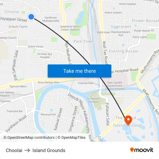Choolai to Island Grounds map