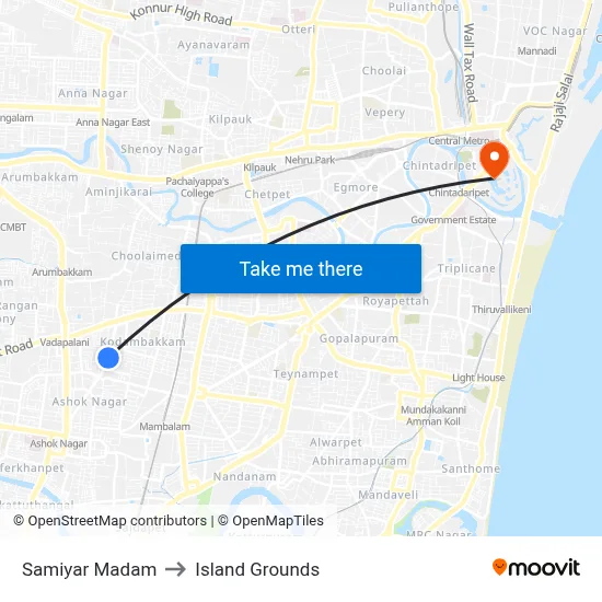 Samiyar Madam to Island Grounds map