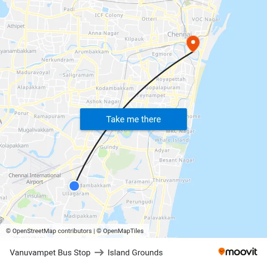 Vanuvampet Bus Stop to Island Grounds map
