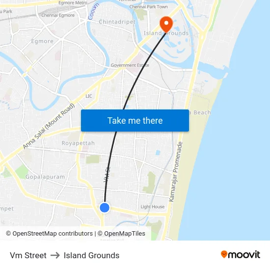 Vm Street to Island Grounds map