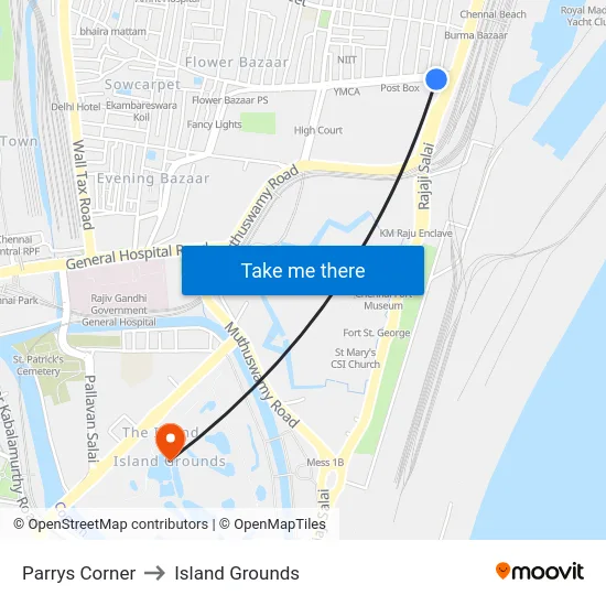 Parrys Corner to Island Grounds map