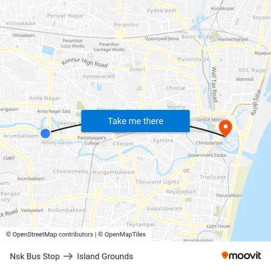 Nsk Bus Stop to Island Grounds map
