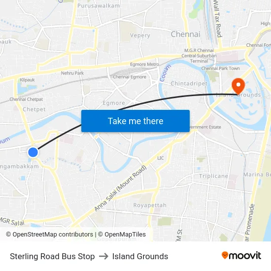 Sterling Road Bus Stop to Island Grounds map
