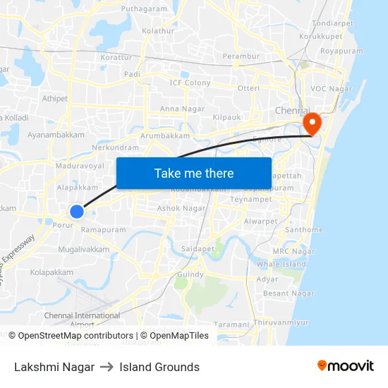 Lakshmi Nagar to Island Grounds map