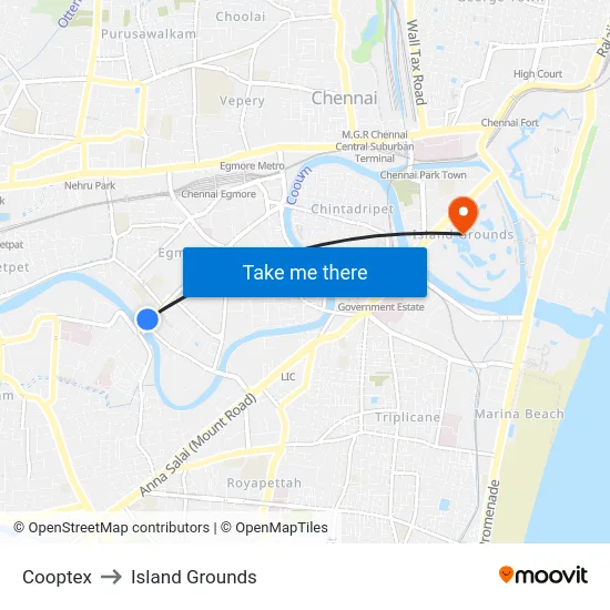 Cooptex to Island Grounds map