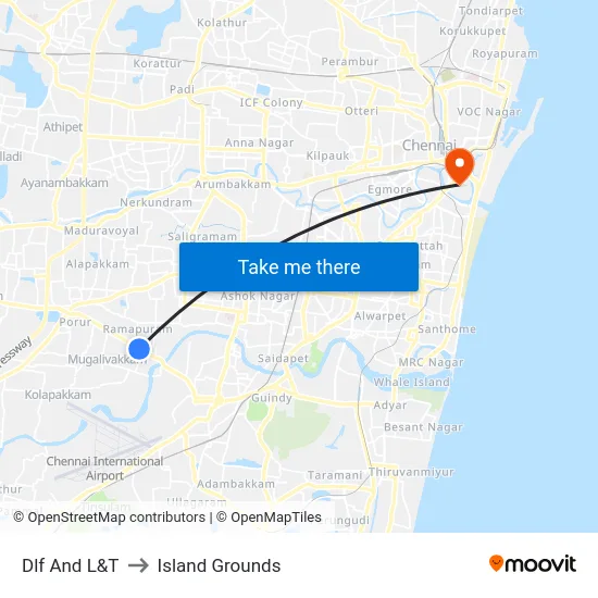 Dlf And L&T to Island Grounds map