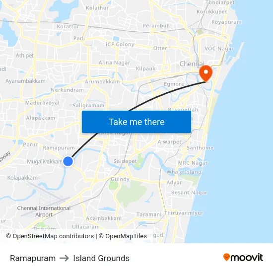 Ramapuram to Island Grounds map