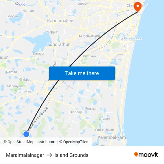 Maraimalainagar to Island Grounds map