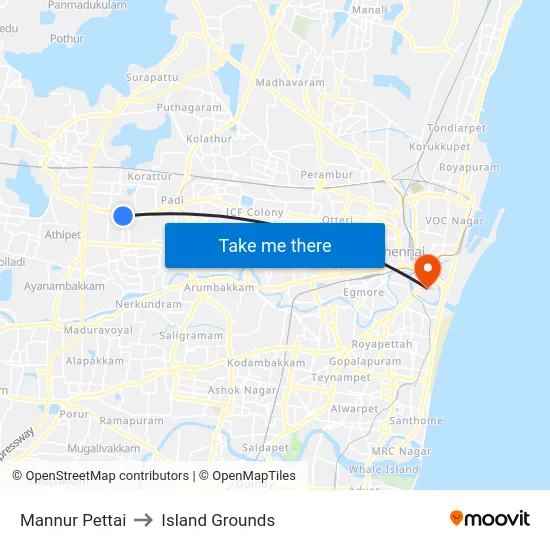 Mannur Pettai to Island Grounds map