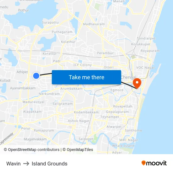 Wavin to Island Grounds map