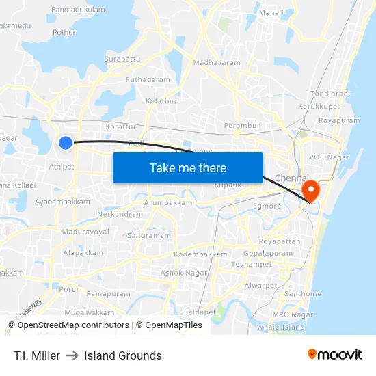 T.I. Miller to Island Grounds map
