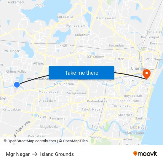 Mgr Nagar to Island Grounds map