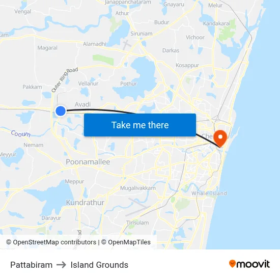 Pattabiram to Island Grounds map