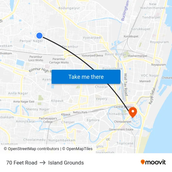 70 Feet Road to Island Grounds map