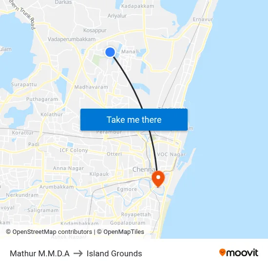 Mathur M.M.D.A to Island Grounds map