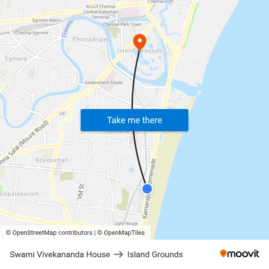 Swami Vivekananda House to Island Grounds map