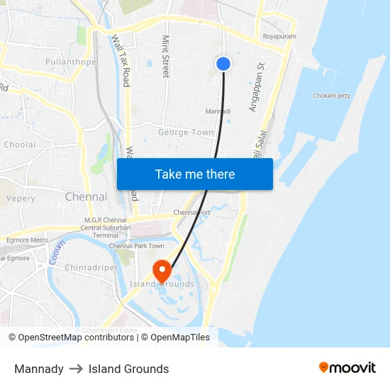 Mannady to Island Grounds map