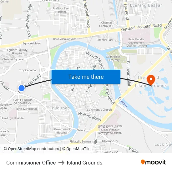 Commissioner Office to Island Grounds map