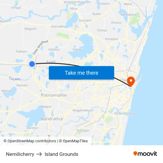 Nemilicherry to Island Grounds map