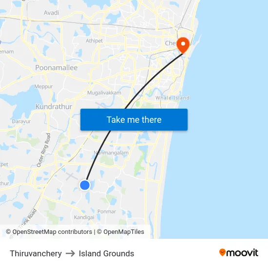 Thiruvanchery to Island Grounds map