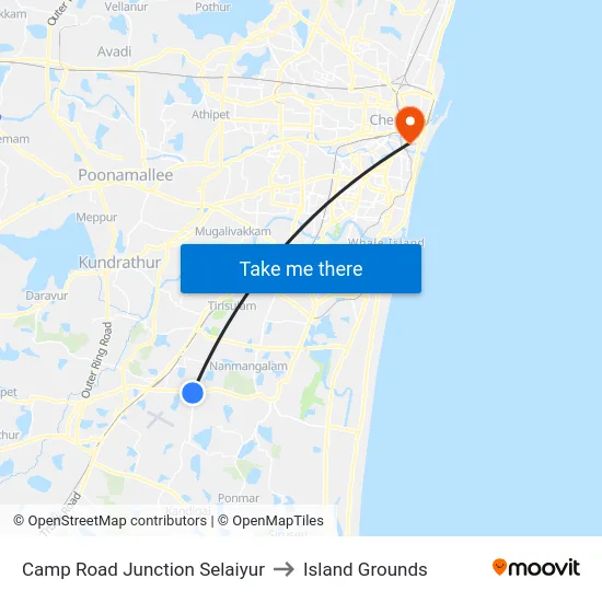 Camp Road Junction Selaiyur to Island Grounds map