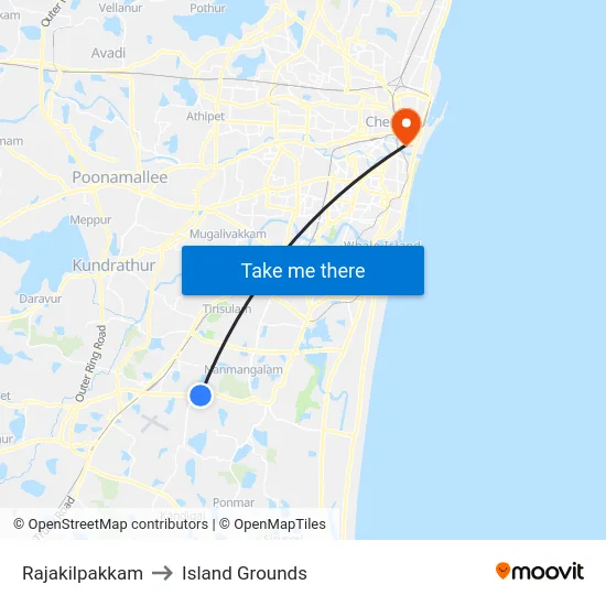 Rajakilpakkam to Island Grounds map