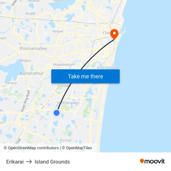 Erikarai to Island Grounds map