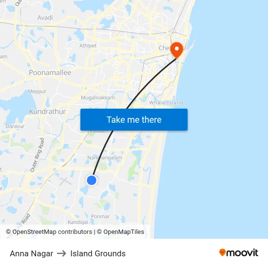 Anna Nagar to Island Grounds map