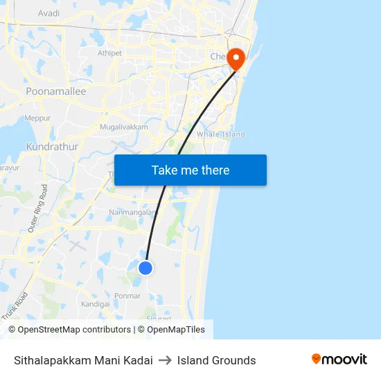 Sithalapakkam Mani Kadai to Island Grounds map