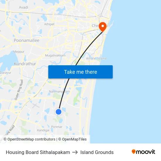 Housing Board Sithalapakam to Island Grounds map