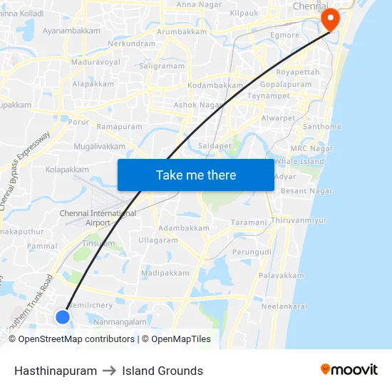 Hasthinapuram to Island Grounds map