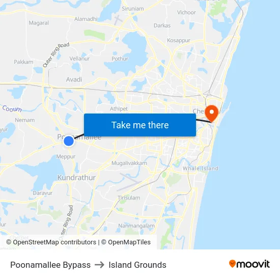 Poonamallee Bypass to Island Grounds map