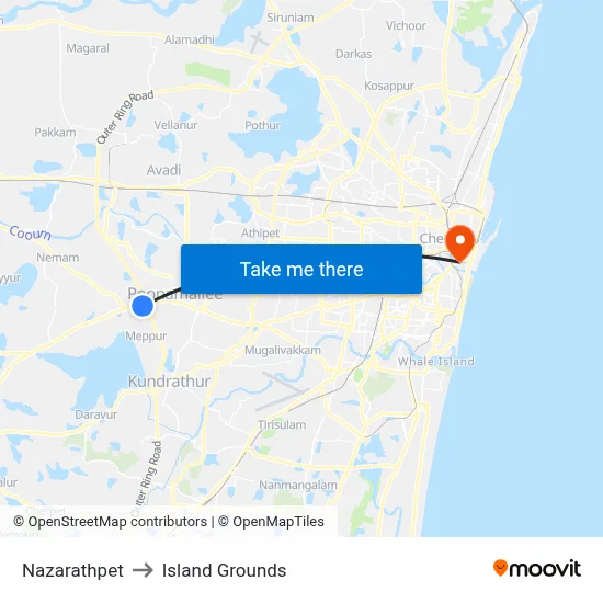 Nazarathpet to Island Grounds map