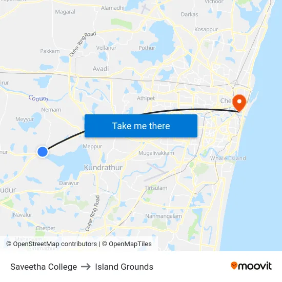 Saveetha College to Island Grounds map