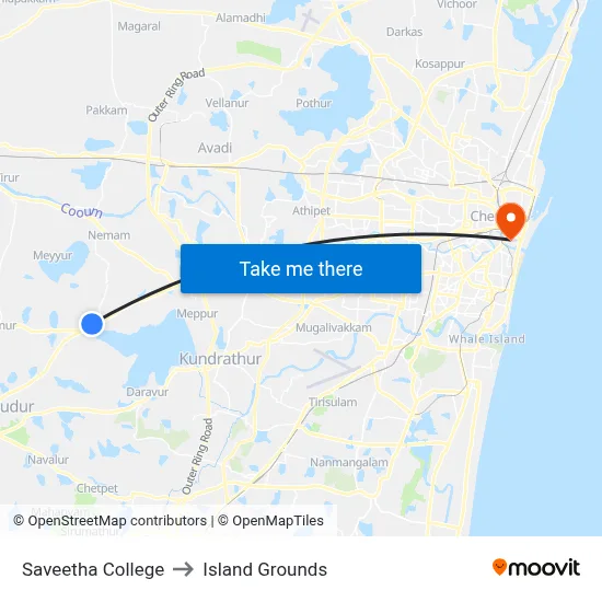 Saveetha College to Island Grounds map
