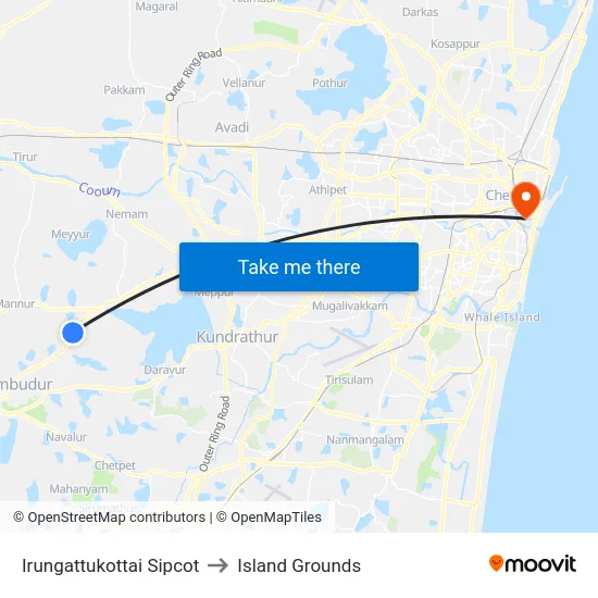 Irungattukottai Sipcot to Island Grounds map